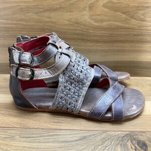 BedStu Capriana Gladiator Sandals Womens 8.5 Gray Rustic Leather Back Zip